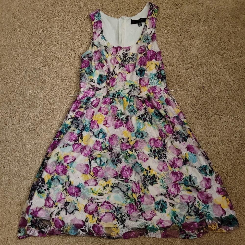 Multi-colored Flowered Print Tank Dress